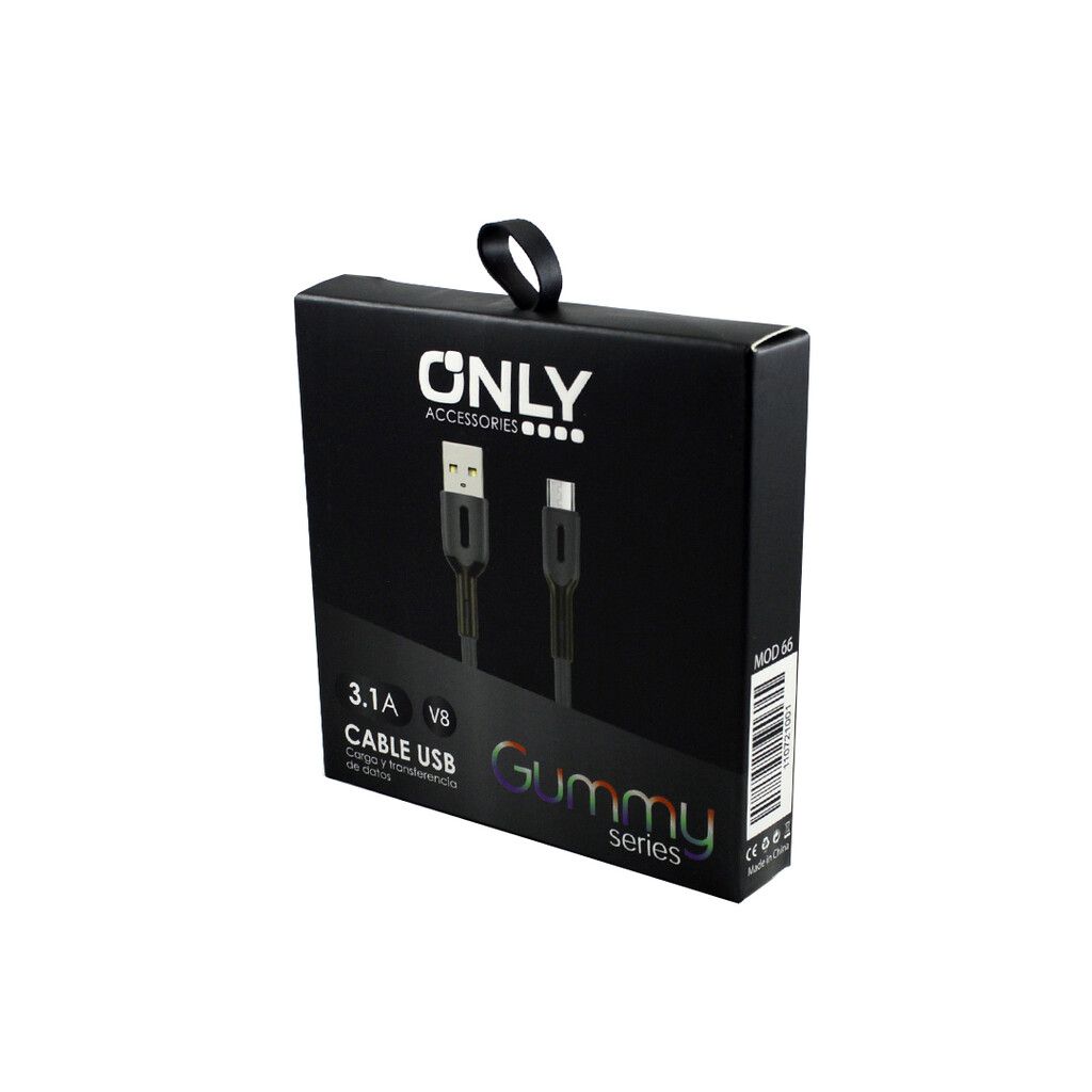 CABLE USB MOD 66 - GUMMY - V8 - GRIS